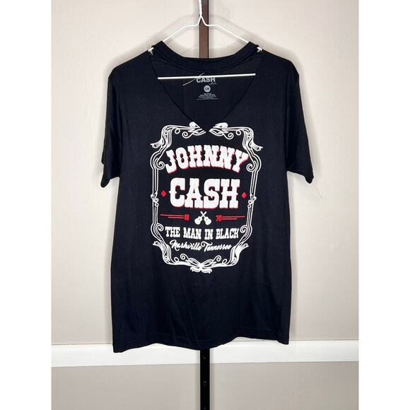 Johnny Cash The Man In Black Nashville V Cut Out Short Sleeve Tee Size Small - Picture 2 of 6